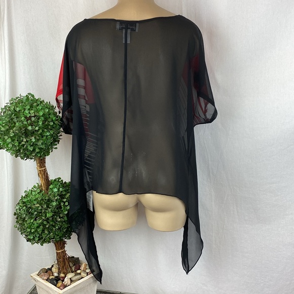 Joseph Ribkoff Sheer Short Sleeve Graphic Print Blouse 10 - Picture 3 of 7